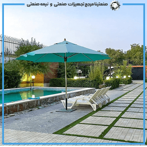 چتر و سایبان پایه وسط باغی رستورانی چهار متر استیل